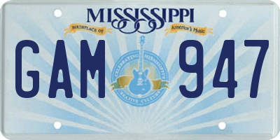 MS license plate GAM947