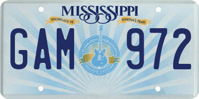 MS license plate GAM972
