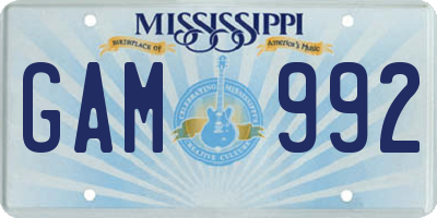 MS license plate GAM992