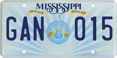 MS license plate GAN015