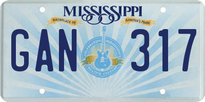 MS license plate GAN317