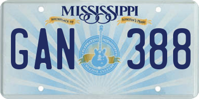 MS license plate GAN388