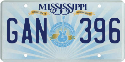 MS license plate GAN396