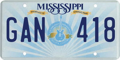 MS license plate GAN418