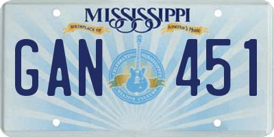 MS license plate GAN451