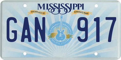 MS license plate GAN917