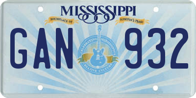 MS license plate GAN932