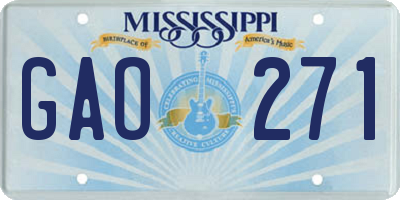 MS license plate GAO271