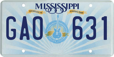 MS license plate GAO631
