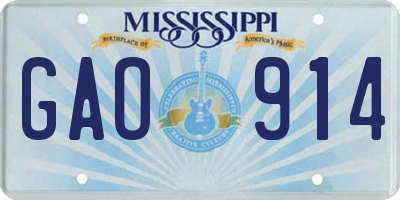 MS license plate GAO914
