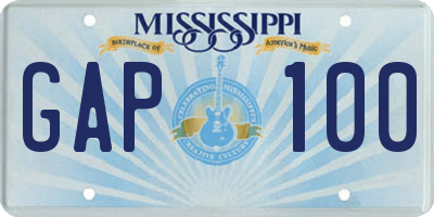 MS license plate GAP100