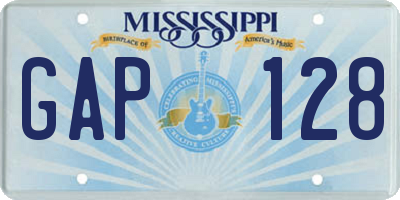 MS license plate GAP128