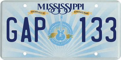 MS license plate GAP133