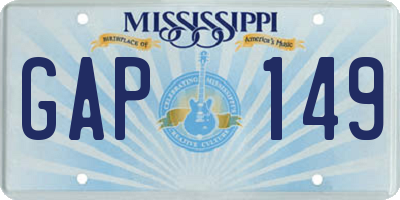 MS license plate GAP149