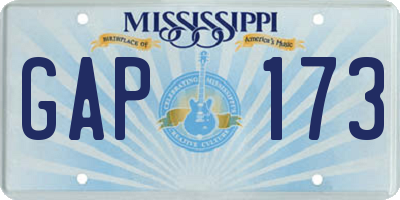MS license plate GAP173