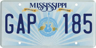 MS license plate GAP185