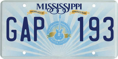 MS license plate GAP193