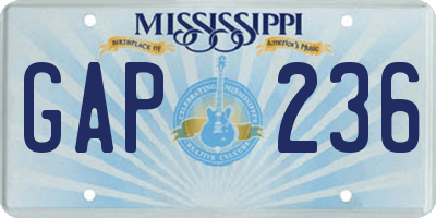 MS license plate GAP236