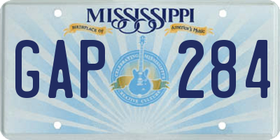 MS license plate GAP284