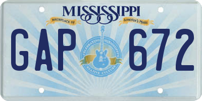 MS license plate GAP672