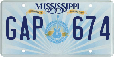 MS license plate GAP674