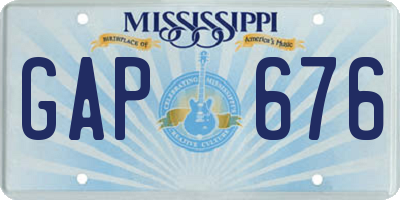 MS license plate GAP676