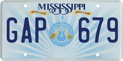 MS license plate GAP679