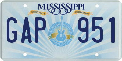 MS license plate GAP951