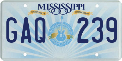 MS license plate GAQ239
