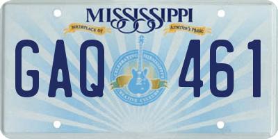 MS license plate GAQ461