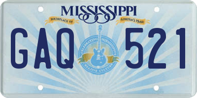 MS license plate GAQ521