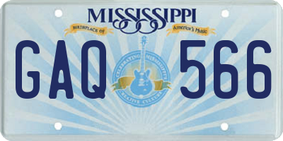 MS license plate GAQ566