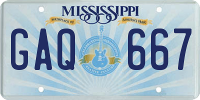 MS license plate GAQ667