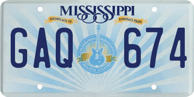 MS license plate GAQ674