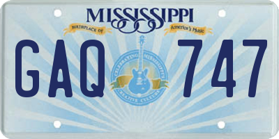 MS license plate GAQ747