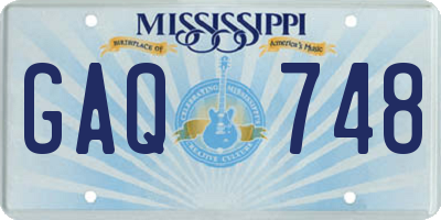 MS license plate GAQ748