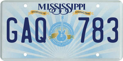 MS license plate GAQ783