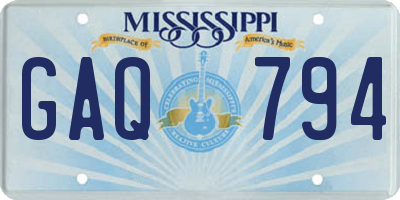 MS license plate GAQ794