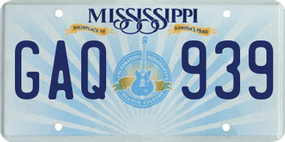 MS license plate GAQ939