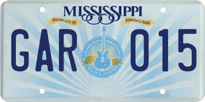 MS license plate GAR015