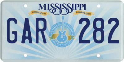 MS license plate GAR282
