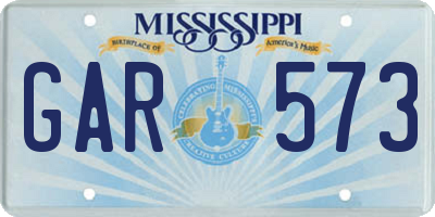 MS license plate GAR573