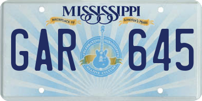 MS license plate GAR645