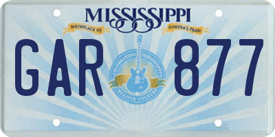 MS license plate GAR877
