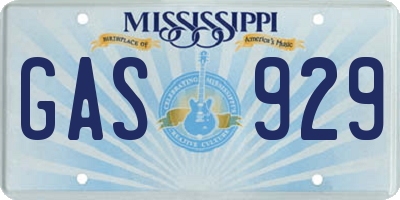 MS license plate GAS929
