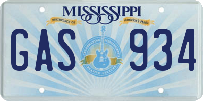 MS license plate GAS934