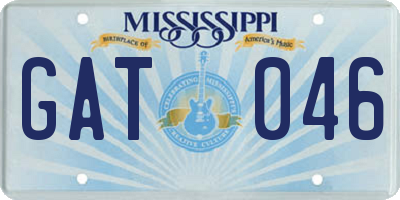MS license plate GAT046