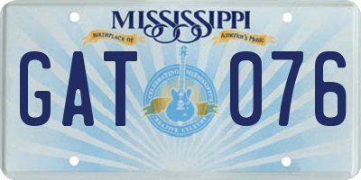 MS license plate GAT076