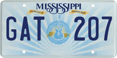MS license plate GAT207