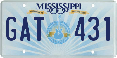 MS license plate GAT431